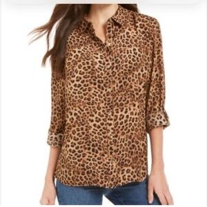 Zara Basic Leopard Print Blouse